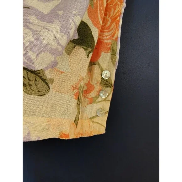 Joie Women Top Floral Multicolor Linen Comfy Summer Casual Nautical Plus Sz 1X - Picture 2 of 6